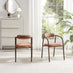 2x Rhea Terracotta Orange Fabric Dining Chairs Bronze Legs