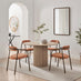 2x Rhea Terracotta Orange Fabric Dining Chairs Bronze Legs