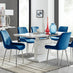 Renato 120cm High Gloss Extending Dining Table and 6 Navy Pesaro Silver Leg Chairs