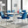 Renato 120cm High Gloss Extending Dining Table and 6 Navy Pesaro Silver Leg Chairs