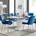 Renato 120cm High Gloss Extending Dining Table and 6 Navy Pesaro Silver Leg Chairs