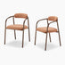 2x Rhea Terracotta Orange Fabric Dining Chairs Bronze Legs