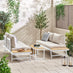 Riviera White Metal Modular 4 Seat Corner Garden Sofa Day Bed