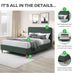 Romy Green Recycled Fabric King Bed Frame