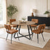 Santorini Brown Round Dining Table with 4 Tan Braxton Chairs