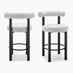 2x Seren Grey Fabric Bar Chairs Black Legs