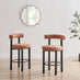 2x Seren Terracotta Orange Fabric Bar Chairs Black Legs