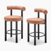 2x Seren Terracotta Orange Fabric Bar Chairs Black Legs