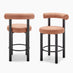 2x Seren Terracotta Orange Fabric Bar Chairs Black Legs