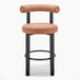 2x Seren Terracotta Orange Fabric Bar Chairs Black Legs