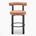 2x Seren Terracotta Orange Fabric Bar Chairs Black Legs