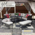 Seychelles Grey Rattan 9 Seat Corner Sofa Garden Dining Set