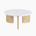 Solia Round White Oak Wood & Marble Coffee Table