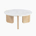 Solia Round White Oak Wood & Marble Coffee Table