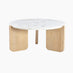 Solia Round White Oak Wood & Marble Coffee Table