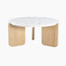 Solia Round White Oak Wood & Marble Coffee Table