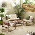 Syros Berry Red Metal & Cream 4 Seat Garden Sofa Set