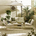 Syros Cream Metal & Fabric 4 Seat Garden Sofa Set