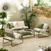 Syros Green Metal & Cream 4 Seat Garden  Sofa Set