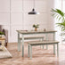 Salcombe Extending Light Grey Wooden Table & 2 Tenby Benches