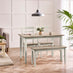 Salcombe Extending Light Grey Wooden Table with 2 Whitby Chairs & 1 Small Bench