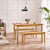 Salcombe Extending Oak Effect Wooden Table & 2 Tenby Benches