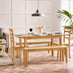 Salcombe Extending Oak Effect Wooden Table with 2 Whitby Chairs & 2 Large Benches