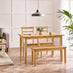 Salcombe Extending Oak Effect Wooden Table with 2 Whitby Chairs & 1 Small Bench