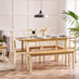 Salcombe Extending Rectangular Wooden Table with 4 Whitby Chairs & 1 Large Bench