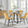 Santorini Brown Round Dining Table And 4 Mustard Pesaro Black Leg Chairs