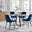 Santorini Brown Round Dining Table And 4 Navy Pesaro Black Leg Chairs