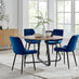 Santorini Brown Round Dining Table And 4 Navy Pesaro Black Leg Chairs