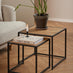 Seaton Square Oak Effect and Black Nest of  2 Side Tables