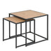Seaton Square Oak Effect and Black Nest of  2 Side Tables