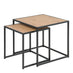 Seaton Square Oak Effect and Black Nest of  2 Side Tables