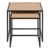 Seaton Square Oak Effect and Black Nest of  2 Side Tables
