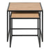 Seaton Square Oak Effect and Black Nest of  2 Side Tables
