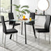 Seattle Glass and Black Leg Square Dining Table & 4 Black Milan Chrome Leg Chairs