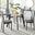 Seattle Glass and Black Leg Square Dining Table & 4 Grey Milan Black Leg Chairs
