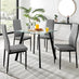 Seattle Glass and Black Leg Square Dining Table & 4 Grey Milan Black Leg Chairs