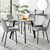 Seattle Glass and Black Leg Square Dining Table & 4 Grey Pesaro Black Leg Chairs