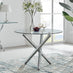 Selina Round Glass and Silver Metal 4 Seater Dining Table