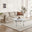 Skye Round White Marble Glass and Metal Coffee Table