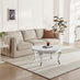 Skye Round White Marble Glass and Metal Coffee Table