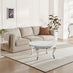 Skye Round White Marble Glass and Metal Coffee Table
