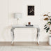 Skye White Marble Glass and Metal Console Table