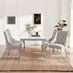 Skye Rectangular White Marble Effect Dining Table & 4 Grey Velvet Belgravia Chairs