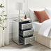 Stella 3 Drawer Crushed Diamond Mirrored Bedside Table
