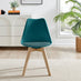 2x Stockholm Scandi Teal Faux Leather and Wood Dining Chairs