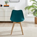 2x Stockholm Scandi Teal Faux Leather and Wood Dining Chairs